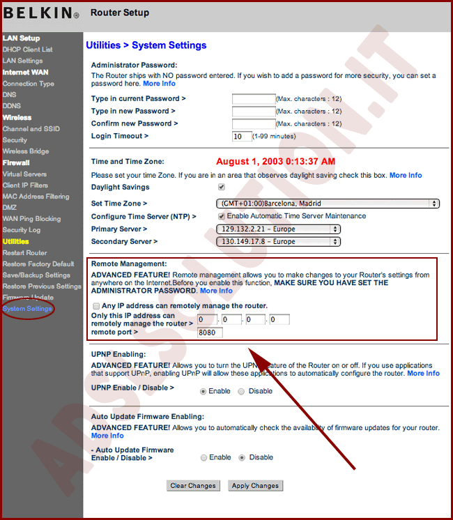 Belkin f5d7634-4 remote management